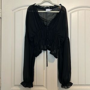 Revolve SNDYS sheer billow sleeve blouse with tie